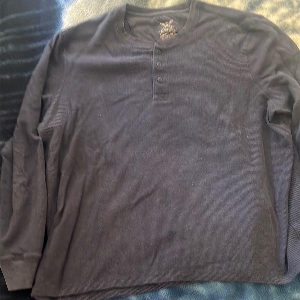 Faded Glory Black Long Sleeve Tee Soft Cotton Blend